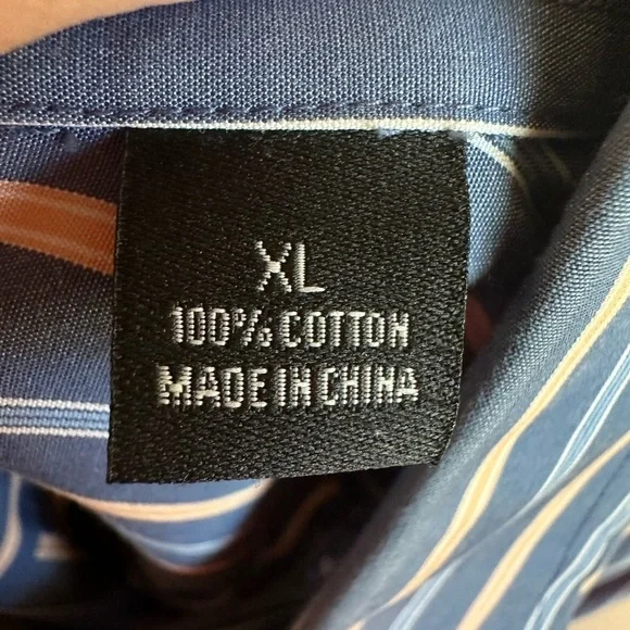 Kenneth Roberts Platinum Button Up Long-sleeve Men's XL Blue Tan Stripe Shirt - Picture 4 of 10